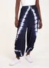 Blue Vanilla Navy Tie Dye Ruched Harem Trousers - One Size Image 3