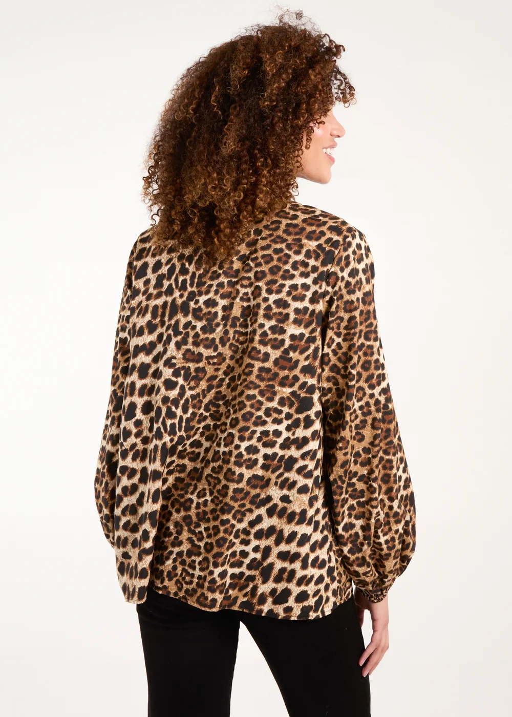 Blue Vanilla Brown Shirred Front Tie Neck Blouse - Medium Image 2