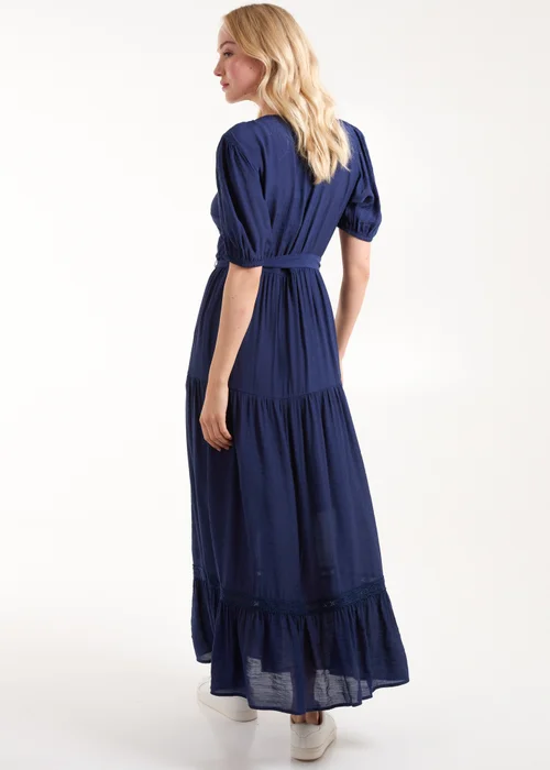 Blue Vanilla Navy Button Through Tie Maxi Dress - 18 Image 2