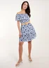 Blue Vanilla Navy Bardot Broderie Mini Belted Dress - M Image 1