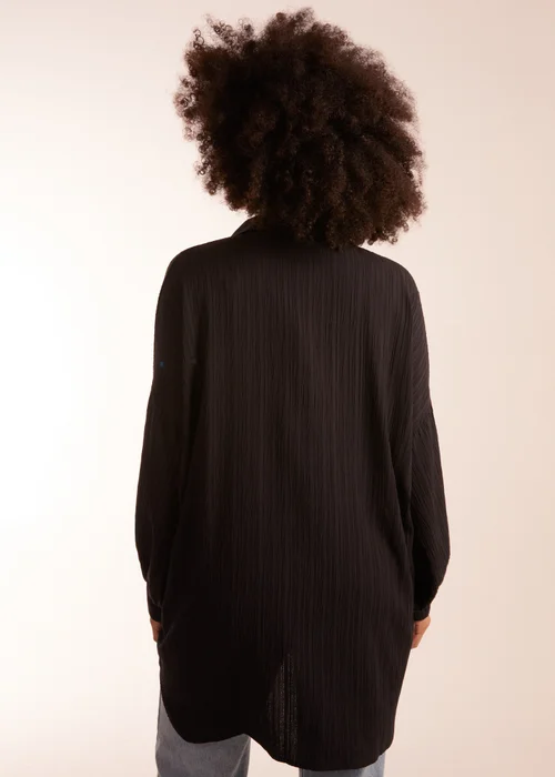 Blue Vanilla Black Crinkle Oversized Shirt - One Size Image 2