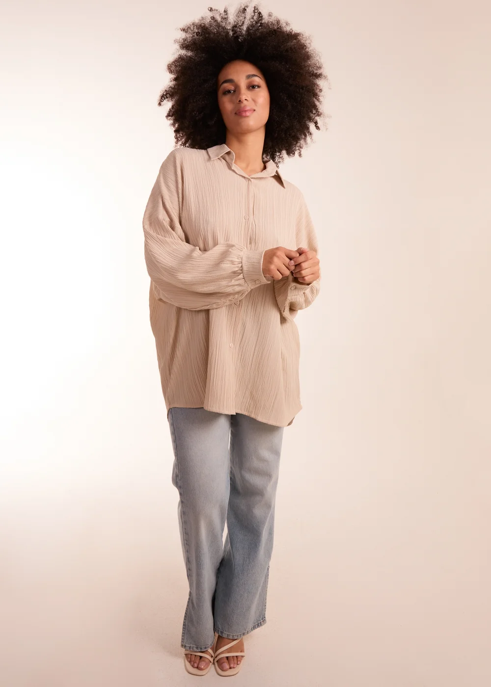 Blue Vanilla Stone Crinkle Oversized Shirt - One Size Image 4