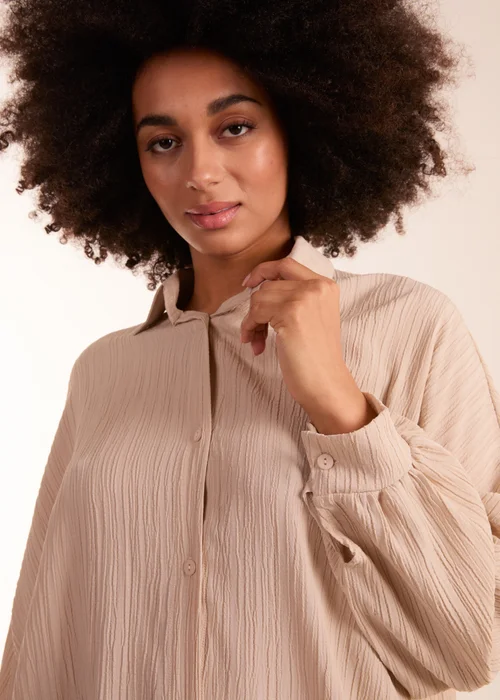 Blue Vanilla Stone Crinkle Oversized Shirt - One Size Image 3