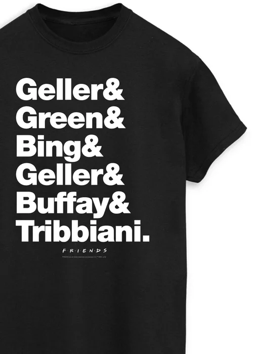Friends Last Names Black Boyfriend Fit T-Shirt - Large Image 2