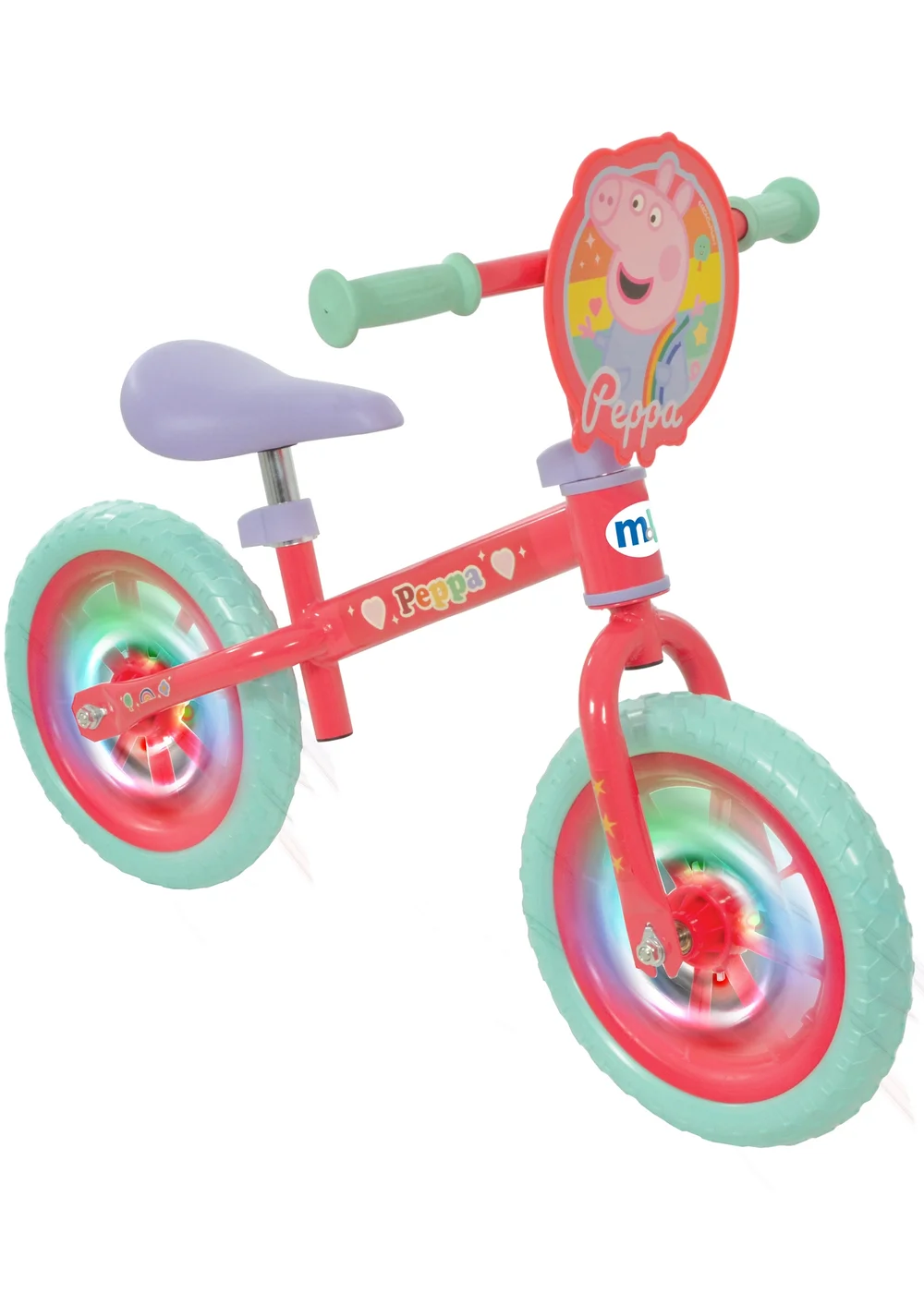 Peppa Pig Balance Bike With Light Up Wheels (12") - One Size Image 6