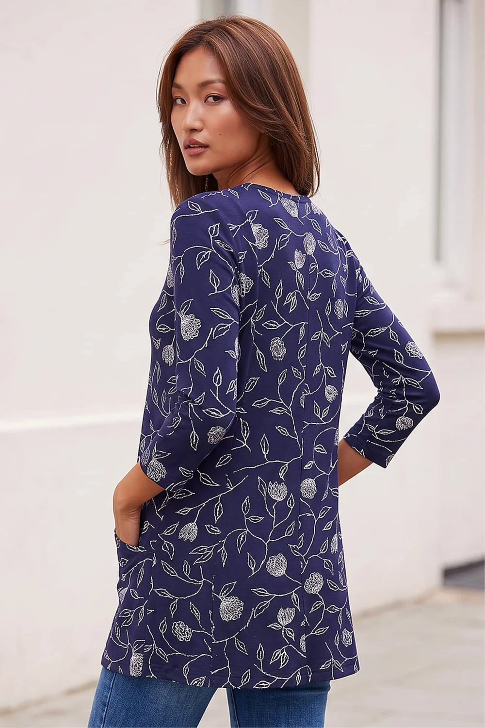 Roman Navy Jersey Floral Pocket Tunic - 10 Image 2