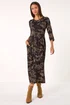 Roman Tan Paisley Pocket Stretch Midi Dress - 12 Image 3