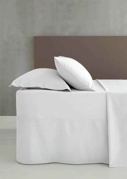Catherine Lansfield White Easy Iron Percale Combed Fitted Valance Sheet - Super king Image 2