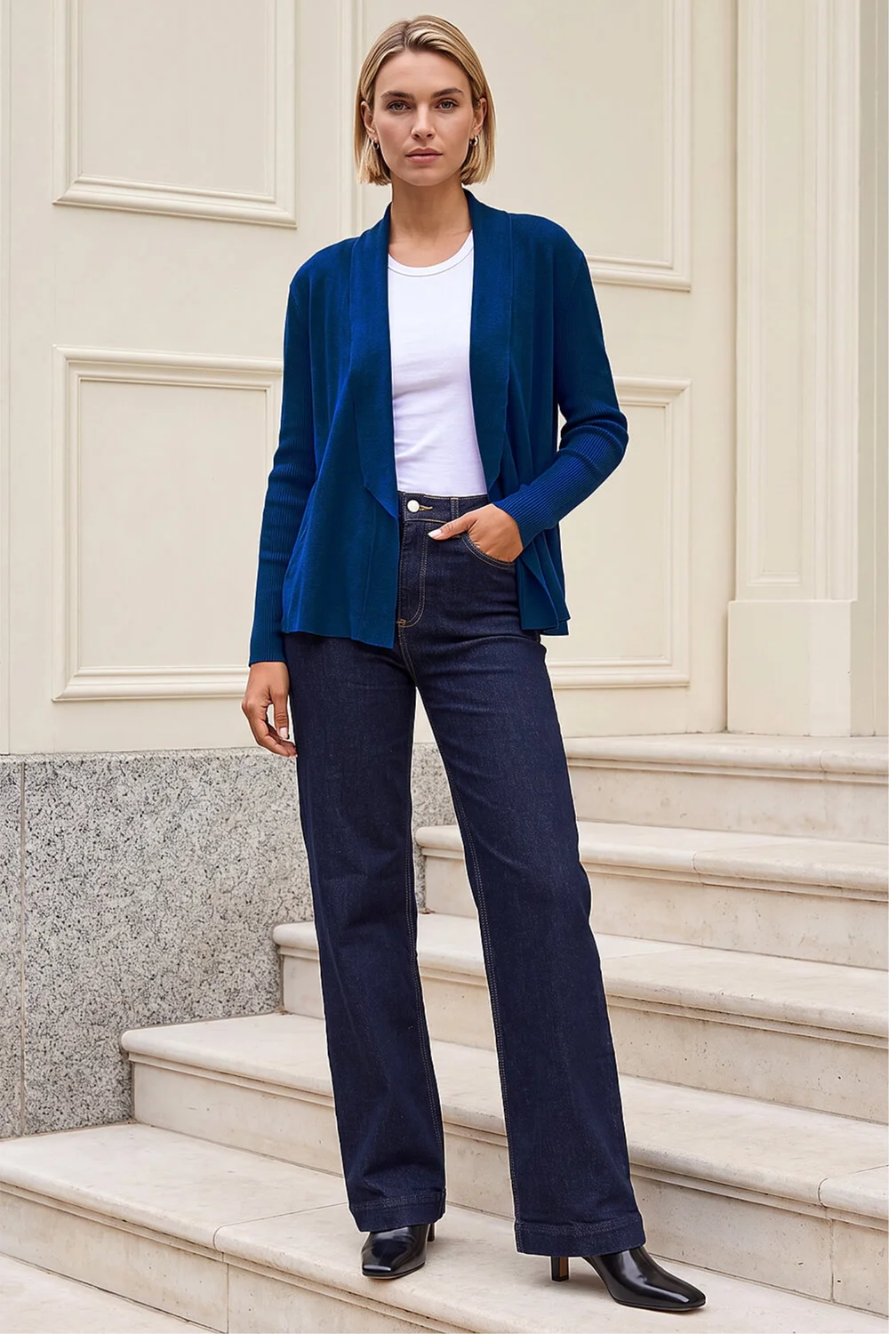 Roman Teal Blue Knitted Zip Detail Jacket - 14 Image 2