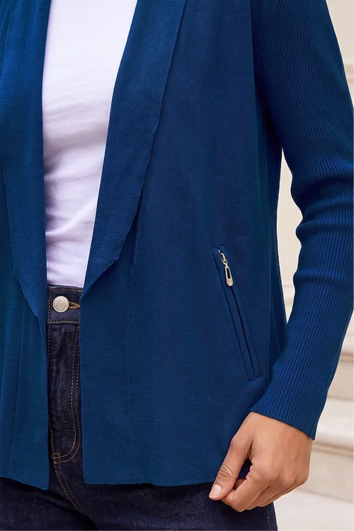 Roman Teal Blue Knitted Zip Detail Jacket - 14 Image 4