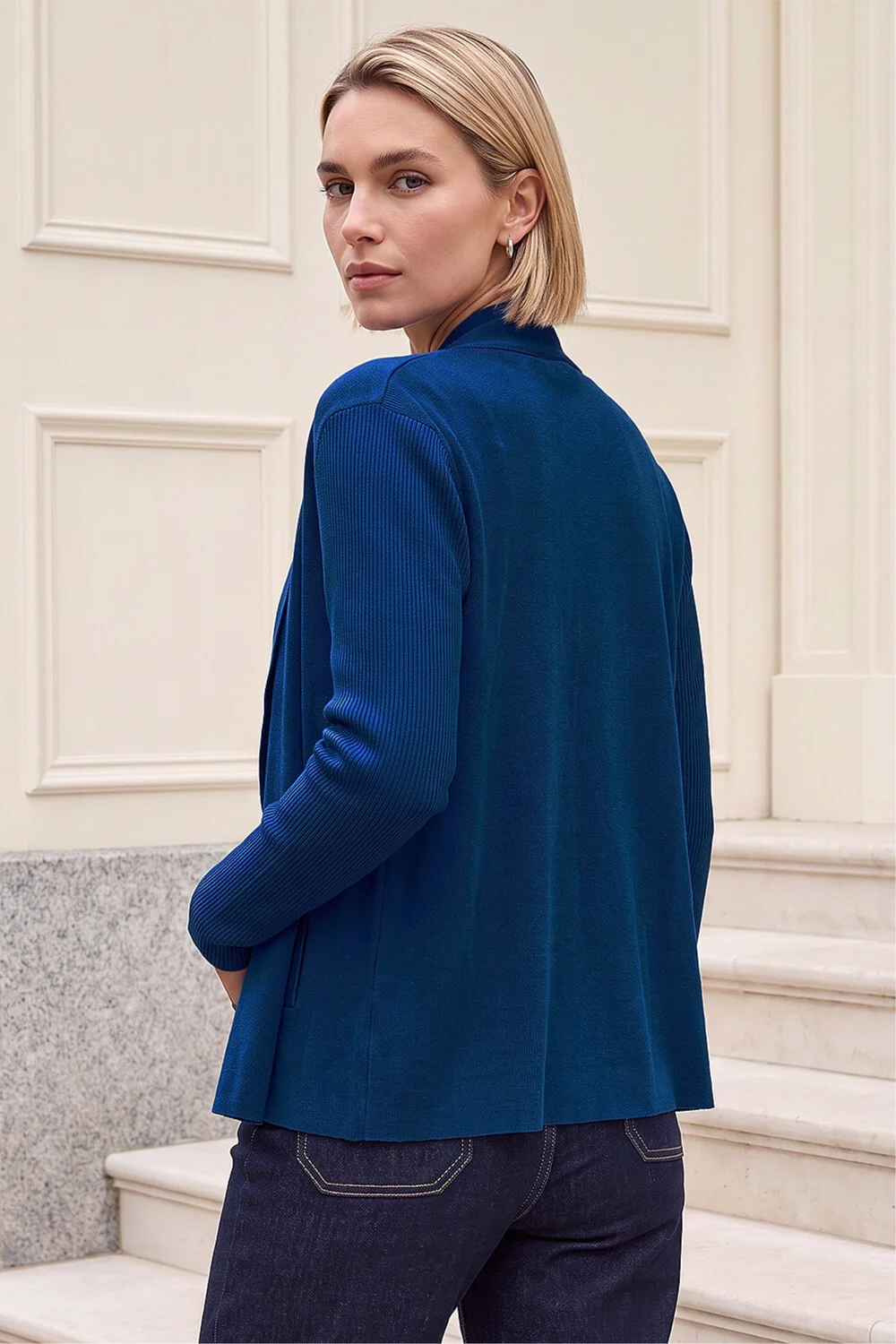 Roman Teal Blue Knitted Zip Detail Jacket - 14 Image 3