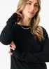 Gini London Black Crew Neck Fine Knit Oversized Jumper - M/L Image 3