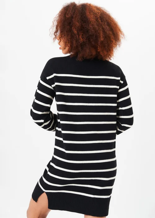 Gini London Black High Neck Stripe Oversized Tunic Dress - L/XL Image 2