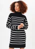Gini London Black High Neck Stripe Oversized Tunic Dress - L/XL Image 4