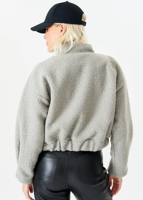 Gini London Grey Boucle Wool Elasticated Waist Cropped Jacket - L/XL Image 2