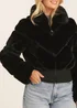 Gini London Black Faux Fur Zip Front Short Jacket - L/XL Image 3