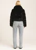 Gini London Black Faux Fur Zip Front Short Jacket - L/XL Image 2