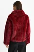 Gini London Burgundy Zip Front Faux Fur Short Jacket - S/M Image 2