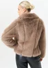 Gini London Stone Zip Front Faux Fur Short Jacket - Small/Medium Image 2