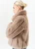 Gini London Stone Zip Front Faux Fur Short Jacket - Small/Medium Image 4