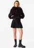 Gini London Brown Panel Faux Fur Cropped Jacket - M/L Image 1
