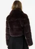 Gini London Brown Panel Faux Fur Cropped Jacket - M/L Image 2