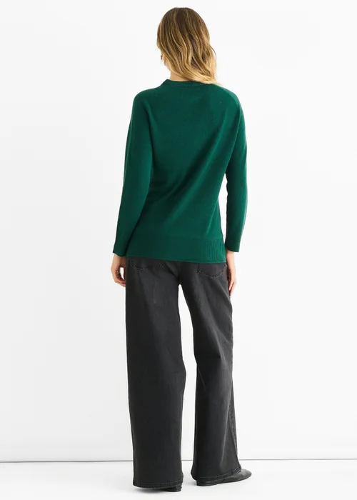 Gini London Green Crew Neck Fine Knit Oversized Jumper - L/XL Image 2