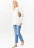 Gini London Ivory Crew Neck Fine Knit Oversized Jumper - Small/Medium Image 4