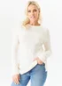 Gini London Ivory Crew Neck Fine Knit Oversized Jumper - Small/Medium Image 1
