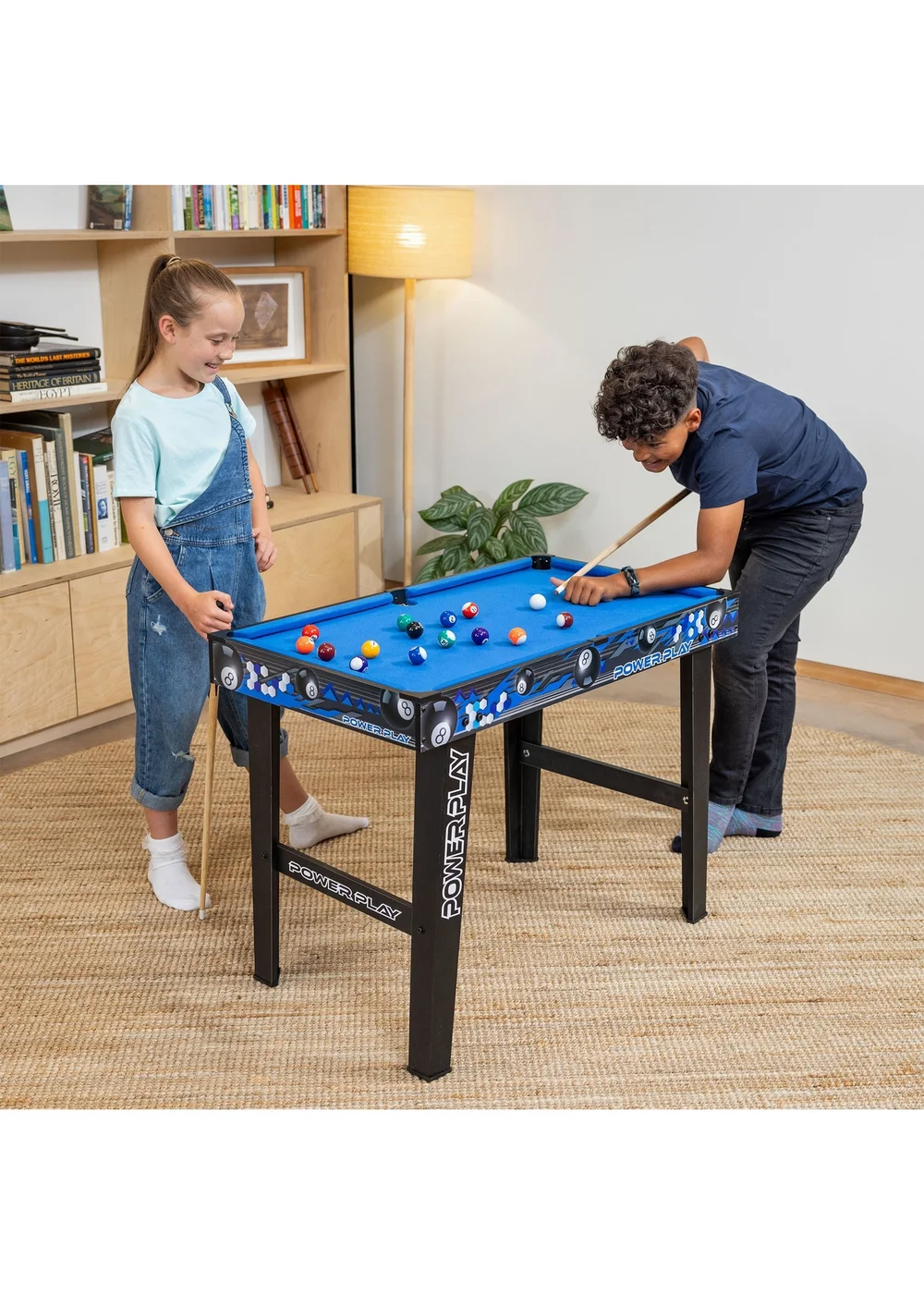 Power Play Black/Blue Stand Up Pool Games Table (3ft) - One Size Image 1