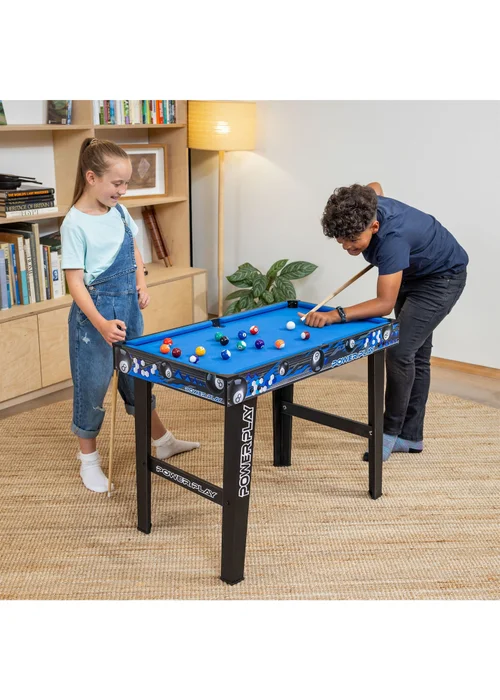 Power Play Black/Blue Stand Up Pool Games Table (3ft) - One Size Image 1