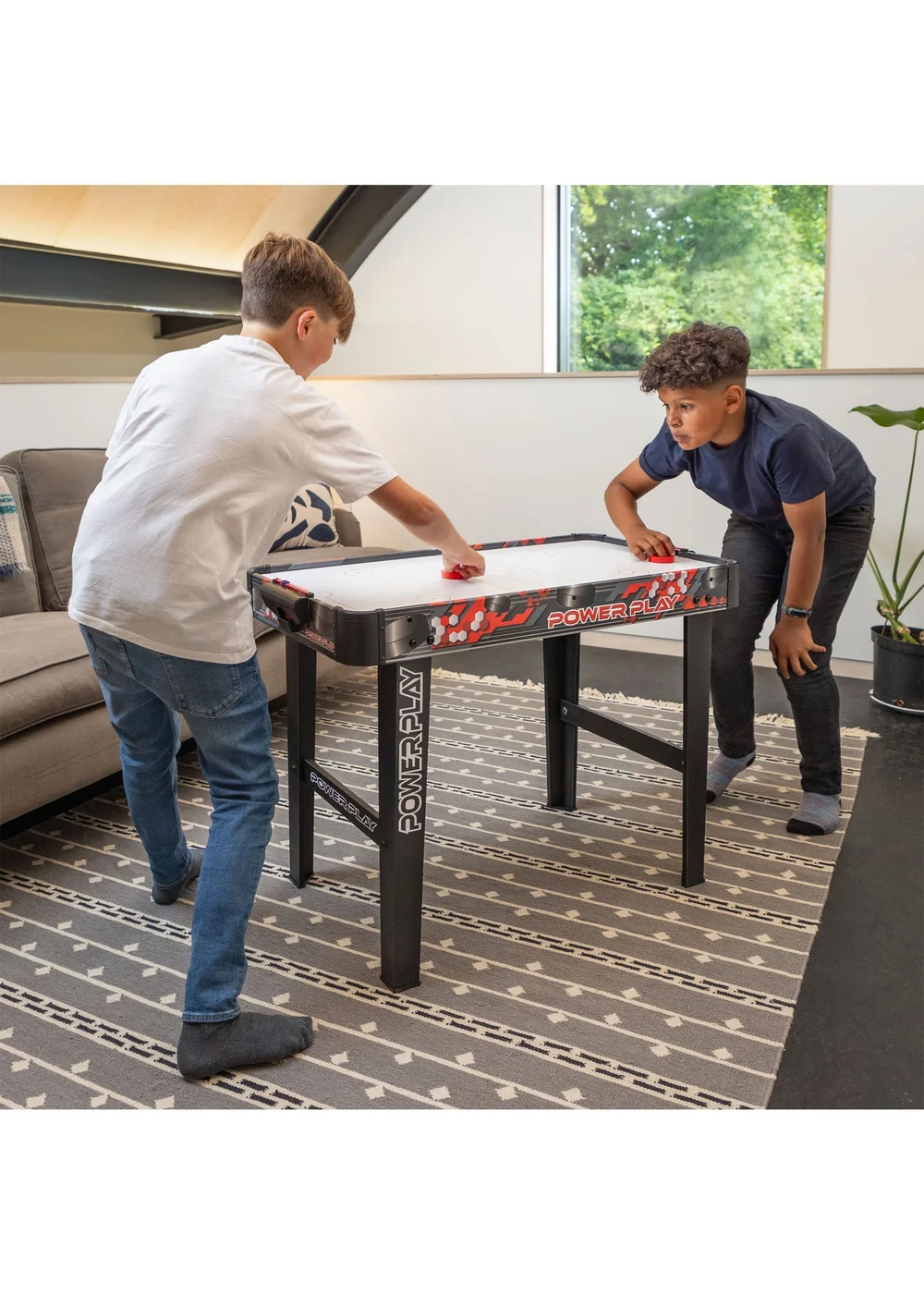 Power Play White/Black Stand Up Air Hockey Games Table (3ft) - One Size Image 1