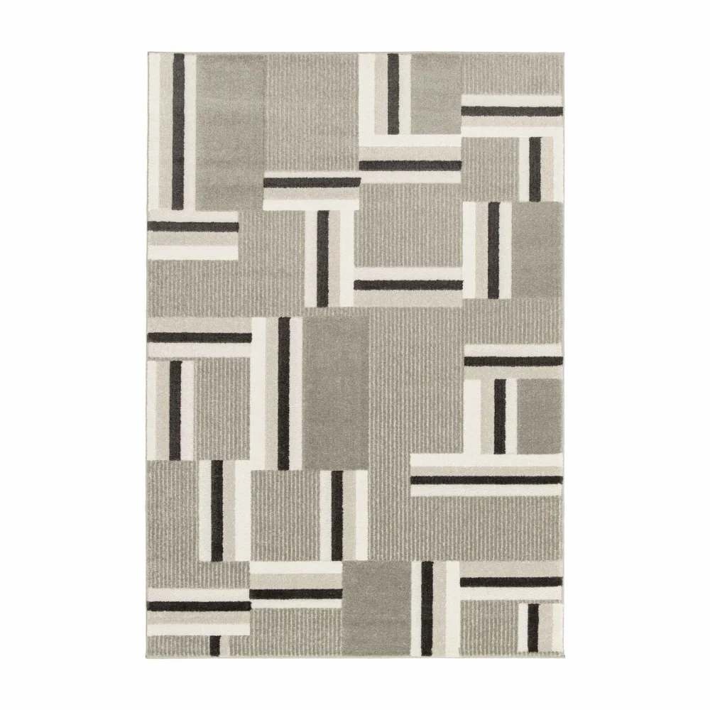 Homemaker Milan Grey/Stone/Cream Blocks Rug - 120 x 170 Image 5