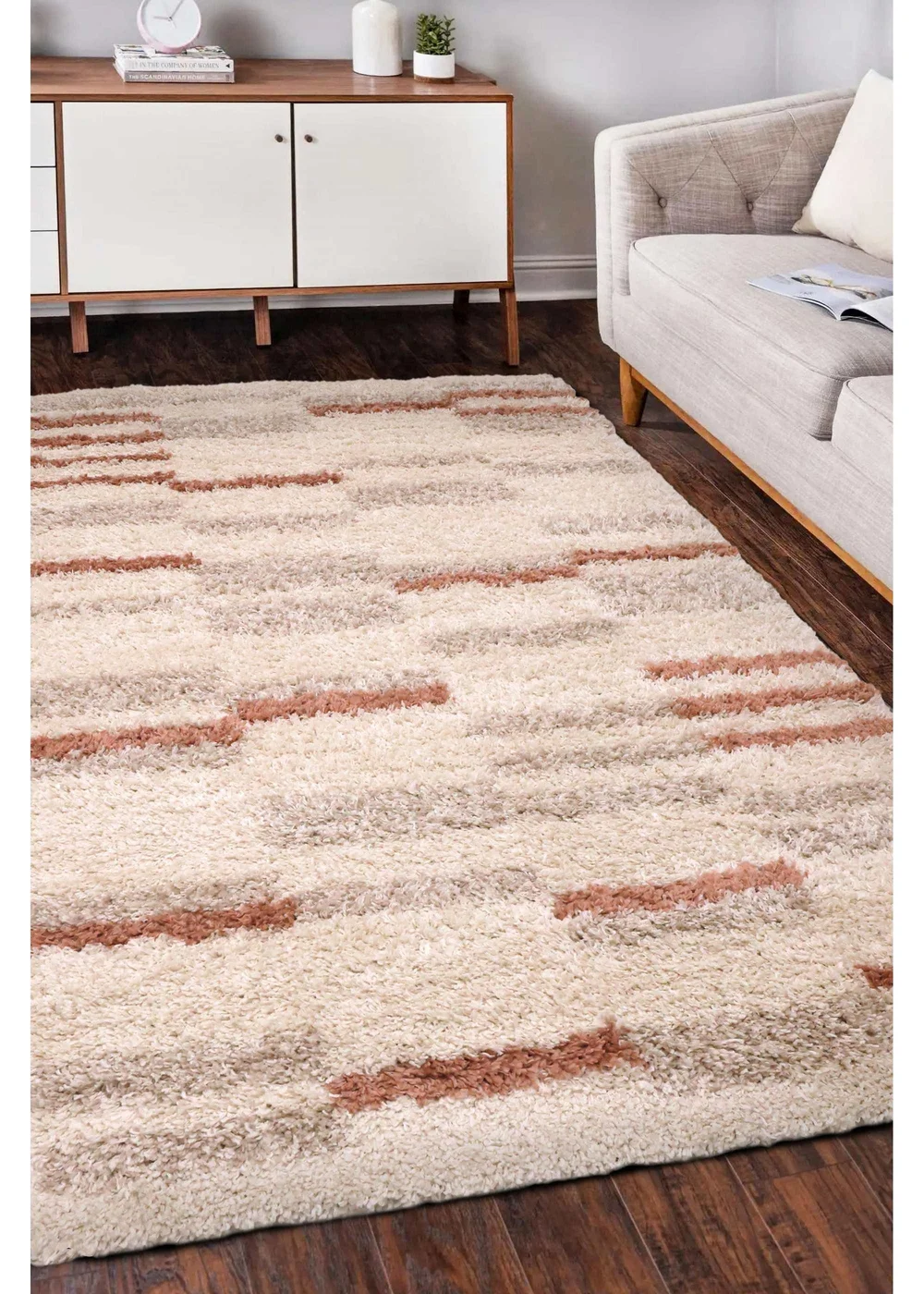 Homemaker Nomad Linear Natural Shaggy Rug - 120 x 170 Image 1