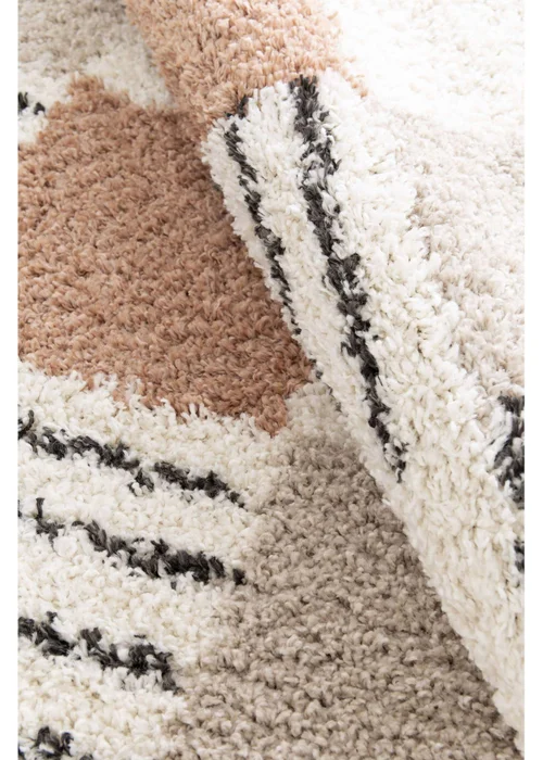 Homemaker Nomad Blocks Shaggy Beige Rug - 120 x 170 Image 3