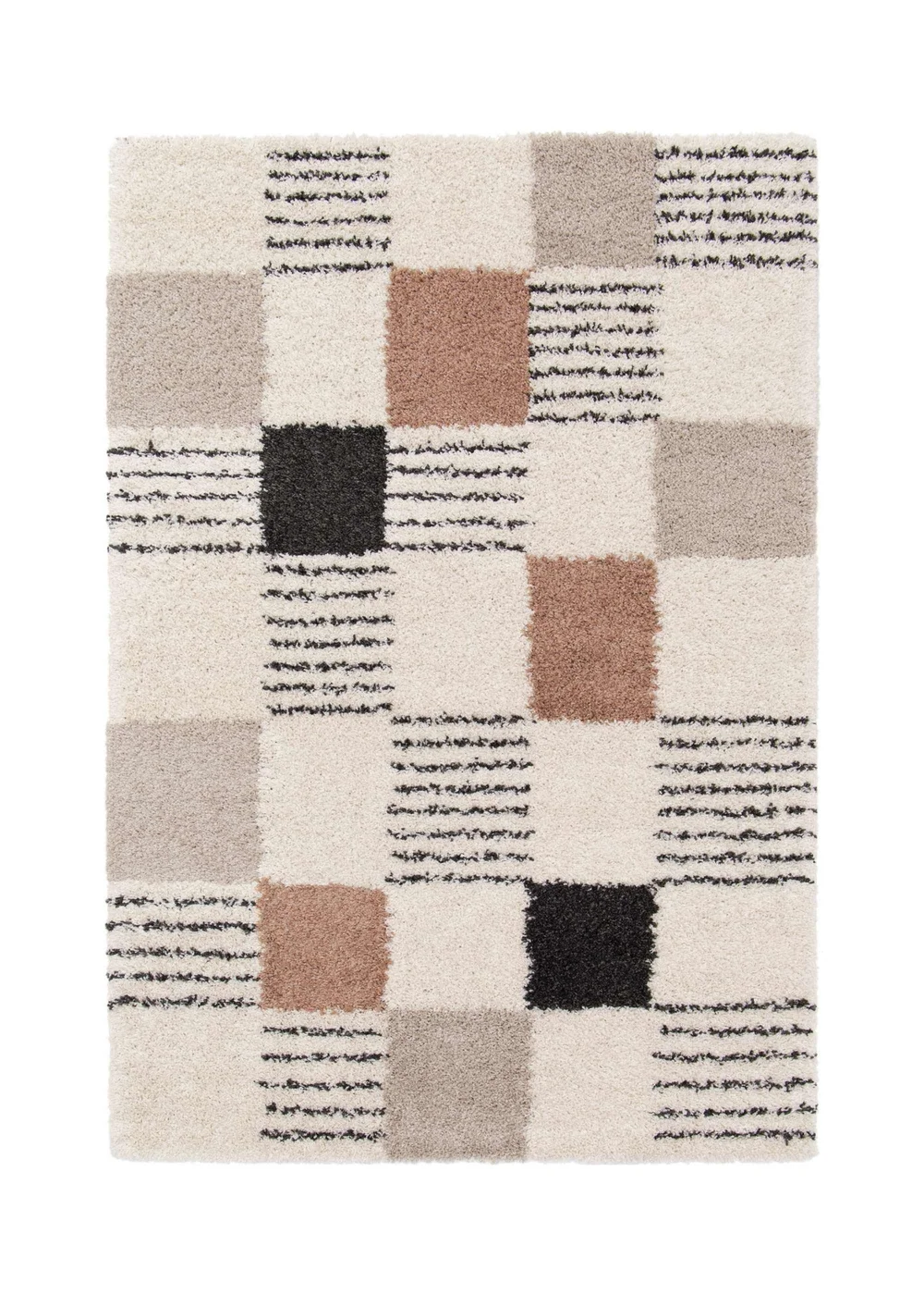 Homemaker Nomad Blocks Shaggy Beige Rug - 120 x 170 Image 2