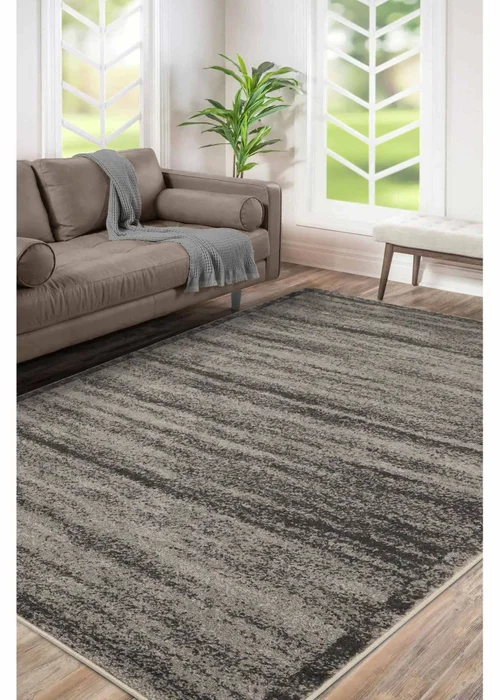 Homemaker Freya Texture Border Charcoal Rug - 120 x 170 Image 1