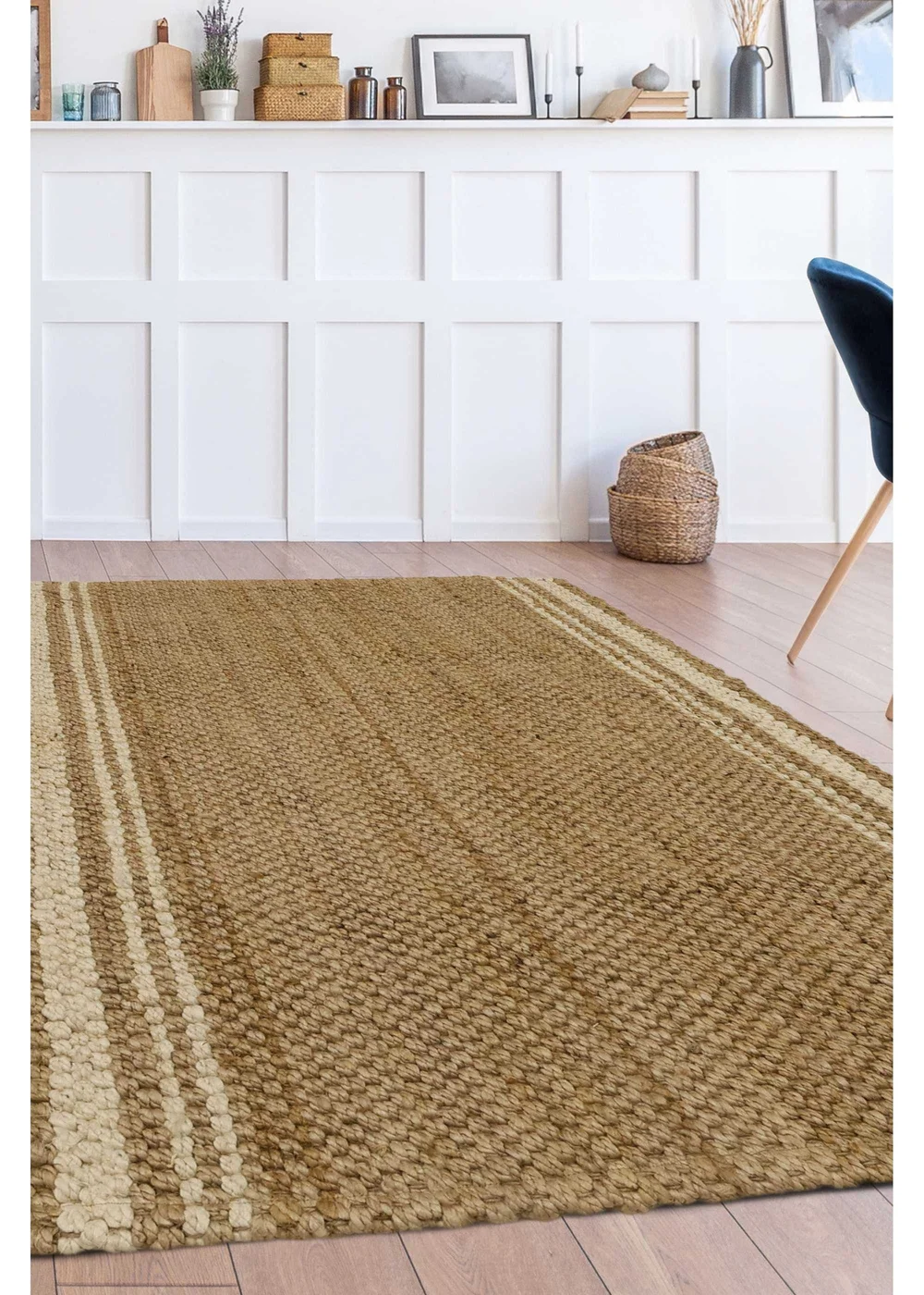 Relay Jute Stripe Natural Beige Runner - 100 x 150 Image 1