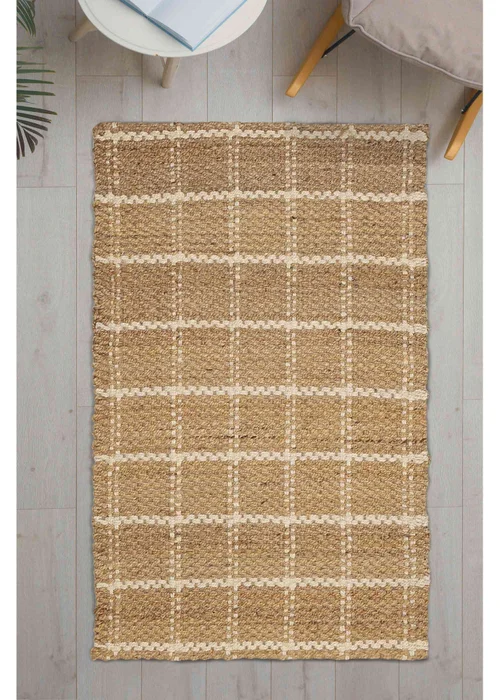 Relay Jute Check Natural Beige Rug - 100 x 150 Image 2
