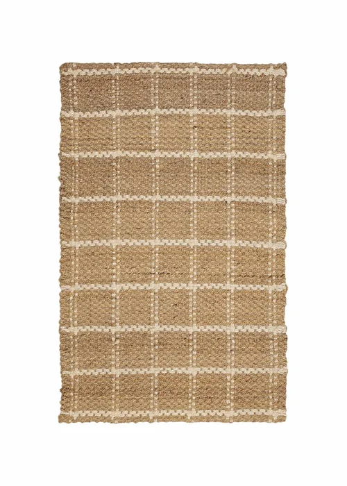 Relay Jute Check Natural Beige Rug - 100 x 150 Image 3