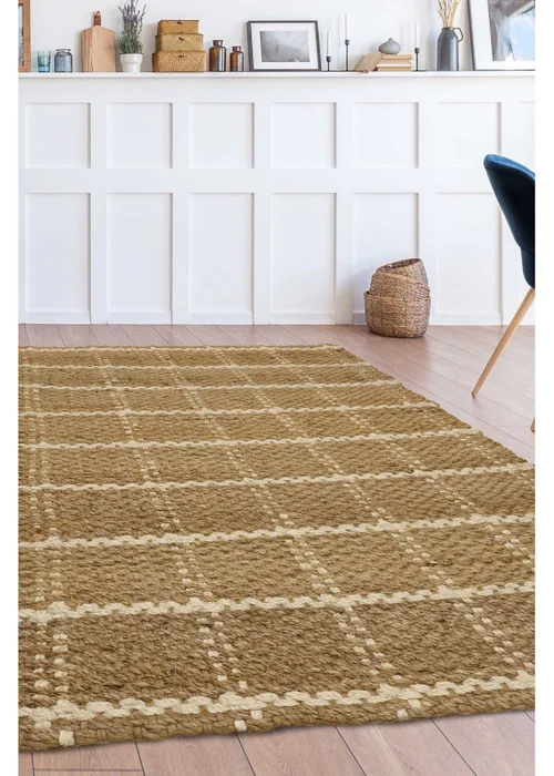 Relay Jute Check Natural Beige Rug - 100 x 150 Image 1