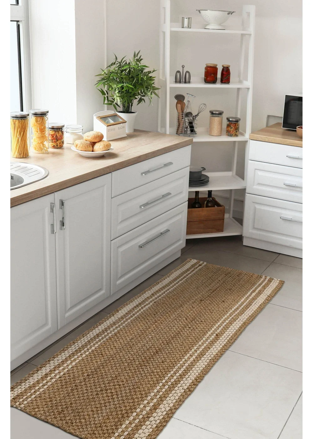 Relay Jute Stripe Natural Beige Runner - 60 X 180 Image 1