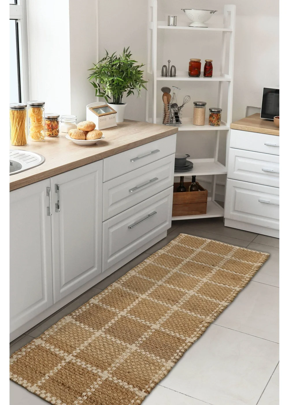 Relay Jute Check Natural Beige Runner - 60 X 180 Image 2