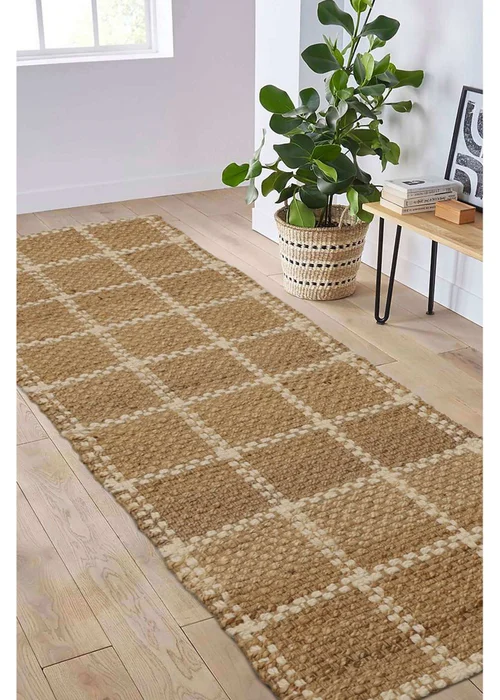 Relay Jute Check Natural Beige Runner - 60 X 180 Image 1