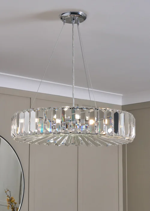 BHS Chrome Renee Crystal Pendant (35-115cm x 50cm) - One Size Image 2