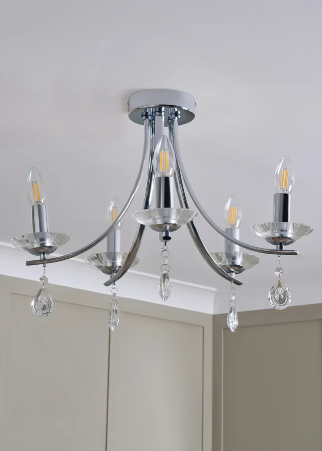 BHS Chrome Bugsy Flush Ceiling 5 Light (36cm x 55cm)