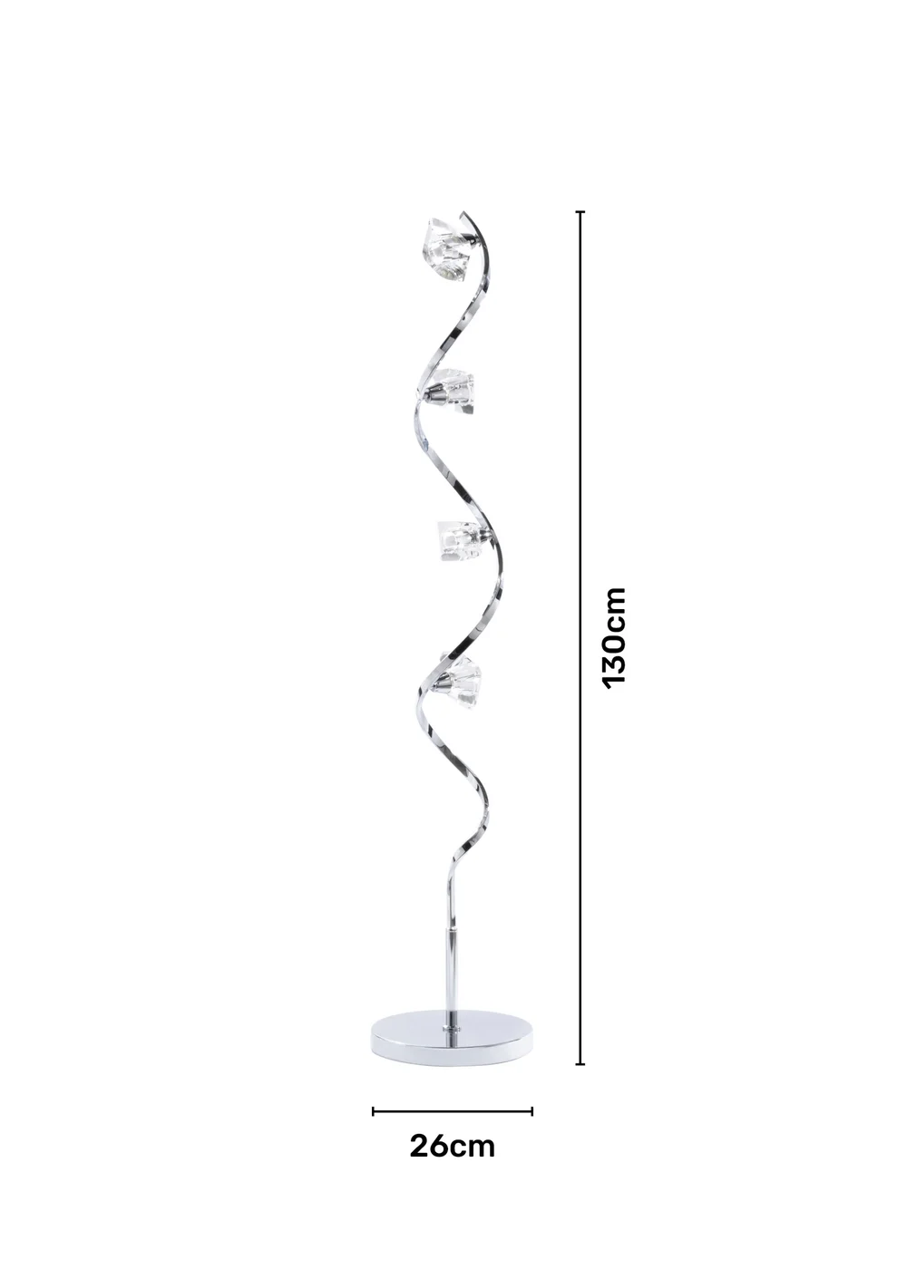 BHS Chrome Bella Twisted 4 Light Floor Lamp (130cm x 26cm) - One Size Image 6