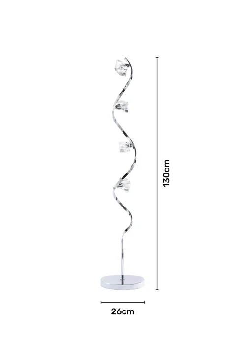 BHS Chrome Bella Twisted 4 Light Floor Lamp (130cm x 26cm) - One Size Image 6