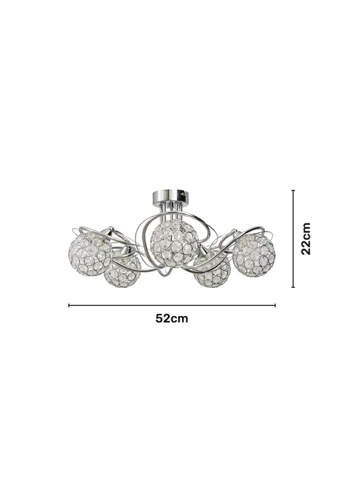 BHS Chrome Orianna Flush 5 light (22cm x 52cm) - One Size Image 4