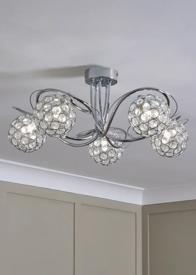 BHS Chrome Orianna Flush 5 light (22cm x 52cm)
